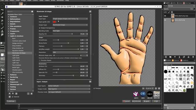 G'MIC auto-illuminate 2d shape смотреть онлайн