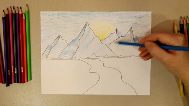 КАК ПРОСТО НАРИСОВАТЬ ВЕСНУ✏️ГОРНЫЙ ПЕЙЗАЖ ? смотреть онлайн