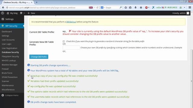 All In One WP Security & Firewall: Database Security смотреть онлайн