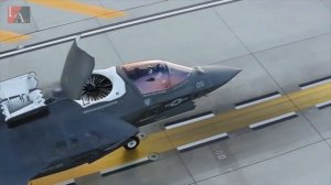 Самолет F 35  в HD  видео, взлет,  вертикальная посадка.  F 35  in HD,  landing, take off
