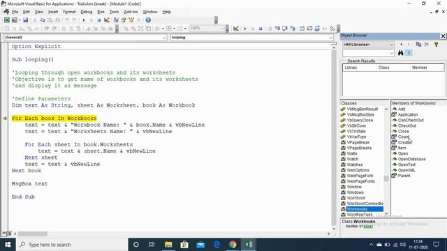 6. Excel VBA: Designing Message Box which display all open Workbooks and Its worksheet name. смотреть онлайн
