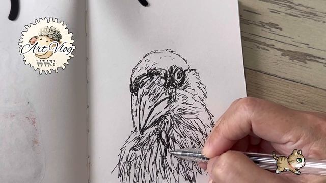 EASY & QUICK SKETCH, RAVEN IN INK & WATERCOLOR #inkandwash #artvlog #inksketch #inkdrawing #doodle смотреть онлайн