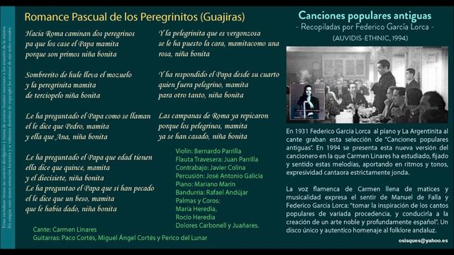 Romance Pascual De Los Peregrinitos (Lorca) (Guajiras) - Carmen Linares