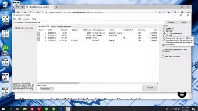 Convert QFX files to CSV/Excel (QFX2CSV Windows) смотреть онлайн