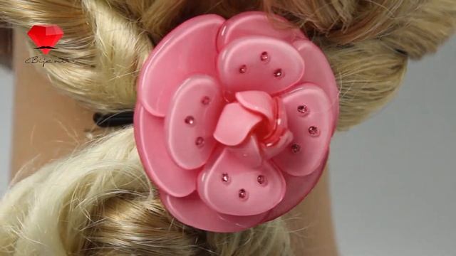 Bije.ru: Резинка для волос с цветком из пластика, украшенным кристаллами, Salloting (Саллотинг)