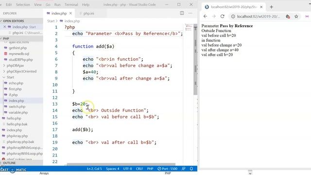 22 Values Pass by Reference to function in PHP смотреть онлайн