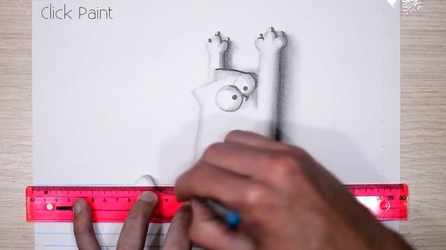 Как рисовать кота Саймона 3д рисунок на бумаге / How to draw Simon's cat 3D drawing on lined paper смотреть онлайн