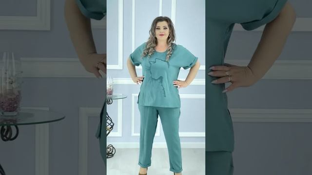 Брючный женский костюм для полных смотреть онлайн