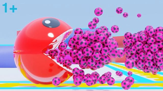 Pacman crushes color balls | Learn colors. Video for kids. смотреть онлайн