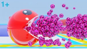 Pacman crushes color balls | Learn colors. Video for kids.