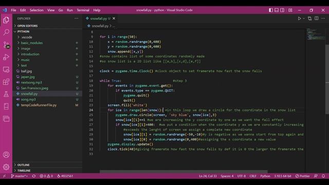 PyGame Tutorial For Beginners - How to Create Snow Fall Animation in Python using PyGame смотреть онлайн