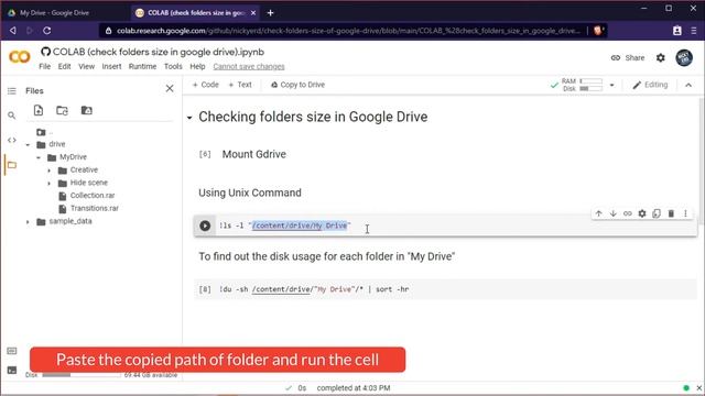 How to see the folders size in Google Drive | Without using any software | Google Colab смотреть онлайн