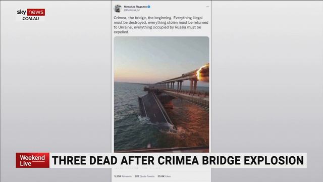 Three dead after Crimea bridge explosion смотреть онлайн