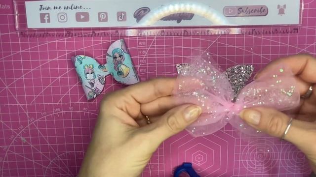 Mermaid canvas and glitter fabric tulle hair bow tutorial / how to make hair bows / faux leather смотреть онлайн