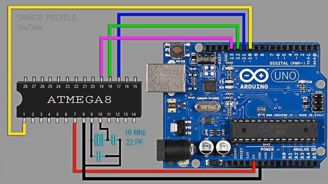 How to Program ATMEGA8 / 48 /88 / 168 / 328 P | Arduino As ISP | AVR Microcontroller Programming смотреть онлайн