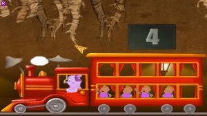 Лунтик катается на поезде, учит считать и собирает червячков.