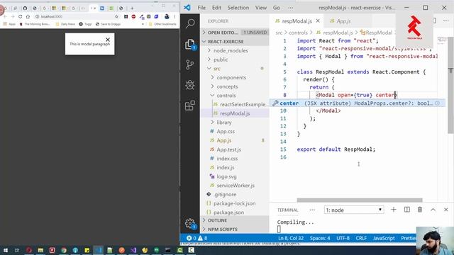 How to show modal in ReactJs, use react-responsive-modal смотреть онлайн