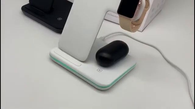 Беспроводная зарядка стенд Smart 3in1 Fast 15W (iPhone+Apple Watch+AirPods) Black смотреть онлайн