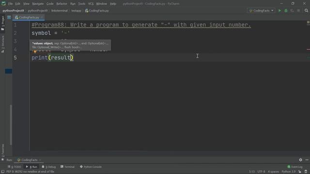 Display "-" With Number | Program 88 | Solutions For Python 100 Exercises | CodingFacts смотреть онлайн
