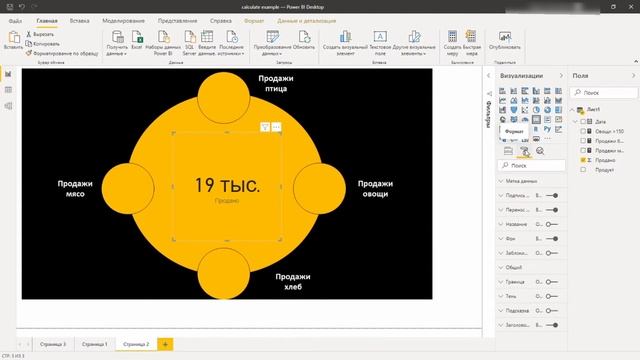 Power BI. Divide. Calculate. Функция деления. Визуализация - отчет по продажам. DAX смотреть онлайн