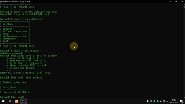 Membuat Database MYSQL di XAMPP menggunakan CMD смотреть онлайн