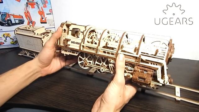 Деревянный Конструктор UGEARS - Паровозик Сборная механическая модель 3D пазл