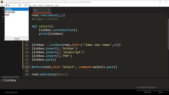 10.Introducción a interfaces gráficas con Tkinter | Listbox| Código nativo смотреть онлайн