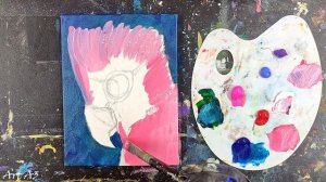 РОЗОВЫЙ КАКАДУ/ПОПУГАЙ/Акрил/ Как нарисовать ПАПУГАЯ. Рисуем просто. Рисунок №59.