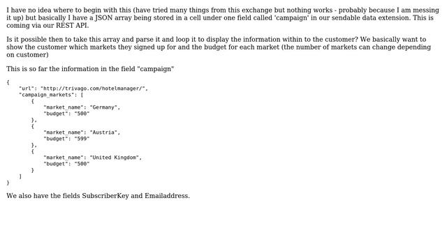 Salesforce: Retrieving and parsing JSON from a data extension row using AMPScript? смотреть онлайн