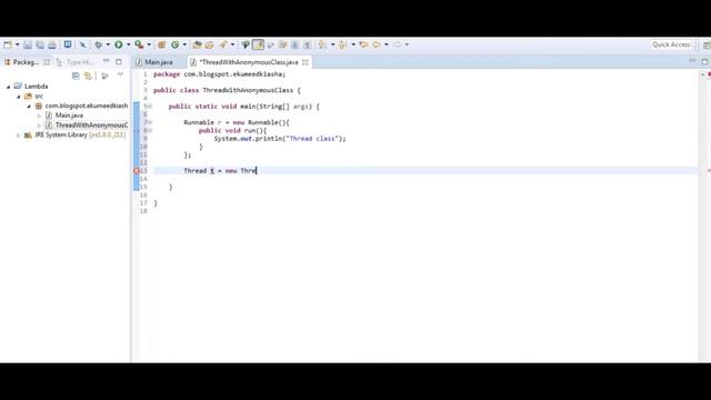 Java 8: Create Thread using Anonymous class and replace with Lambda смотреть онлайн