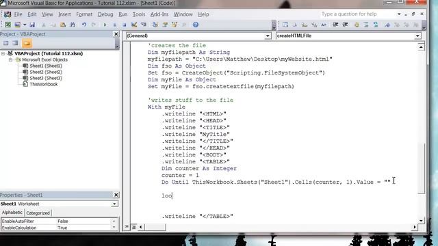 Excel 2010 VBA Tutorial 113 - Creating a HTML file смотреть онлайн