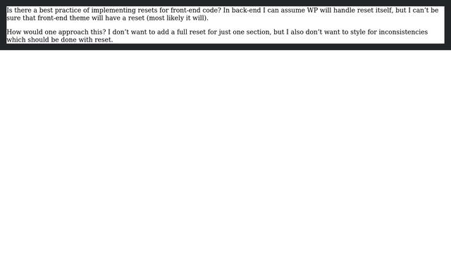 Wordpress: CSS reset for plugin s front end? смотреть онлайн
