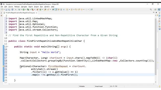 Find First Repeated and Non Repeated Character in a String Using Java8 смотреть онлайн