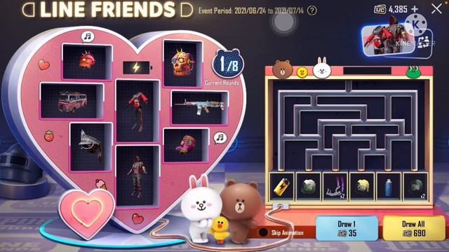 SPENT 780 UC | New Event | LINE FRIENDS LUCKY SPIN | LINE FRIEND COLLABORATION WITH PUBG mobile | M смотреть онлайн