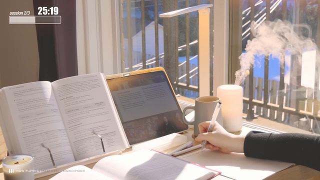 3-HOUR STUDY WITH ME ☀️ / Pomodoro 50-10 / Calm Piano Music / Sunny Morning /Real Sound [music ver. смотреть онлайн