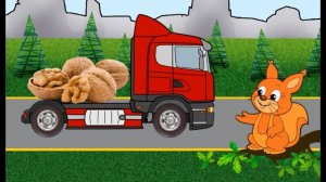 Машинка Тягач и Белочка. Орехи - 1 серия. Для самых маленьких