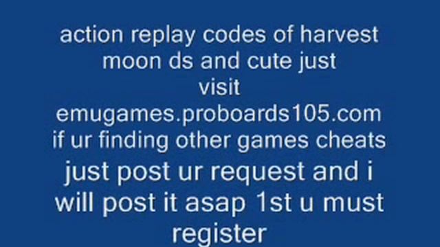 harvest moon ds and cute action replay codes смотреть онлайн