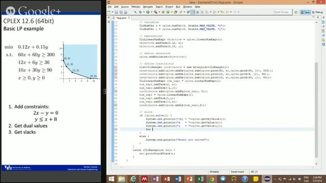 CPLEX & Java 2. Get dual values and slack from an LP смотреть онлайн