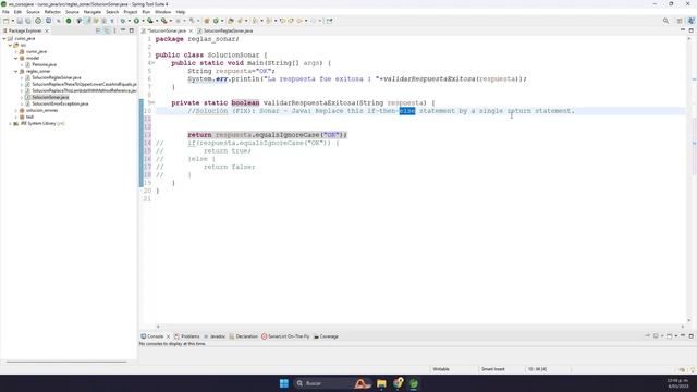 Solución (FIX): Sonar - Java: Replace this if-then-else statement by a single return statement. смотреть онлайн