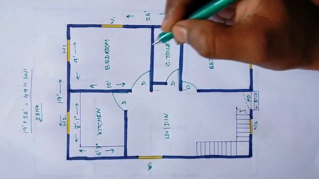 19*26 house plan|2bhk House Design|500 sqft building plan|19x26 Makan ka naksha смотреть онлайн