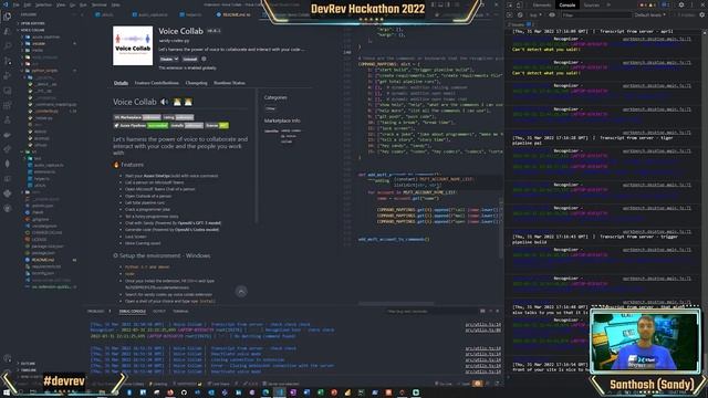 Voice Collab | DevRev Hackathon 2022 | speech recognition | python | VS Code extension | Typescript смотреть онлайн