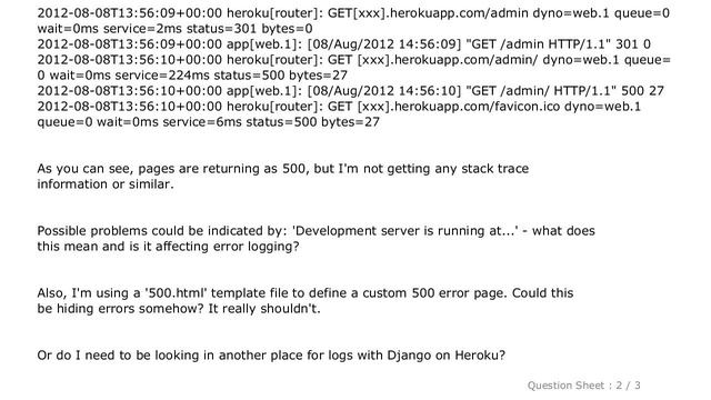 Django : Heroku logs for Django projects missing errors смотреть онлайн