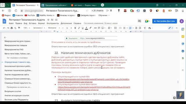 Практическое занятие 21.1 Подробный технический аудит смотреть онлайн