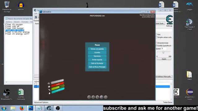 Subnautica Inmortal infinite oxygen hunger thirst energy Cheat Engine смотреть онлайн