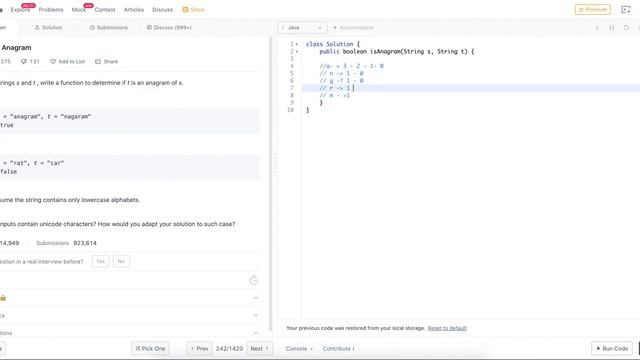 LeetCode: 242. Valid Anagram - Java (Hindi) смотреть онлайн