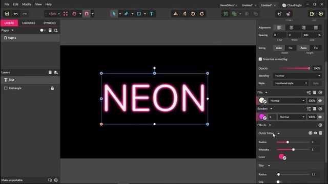 Neon Text Effect in Gravit Designer. Gravit type tool tutorial. смотреть онлайн