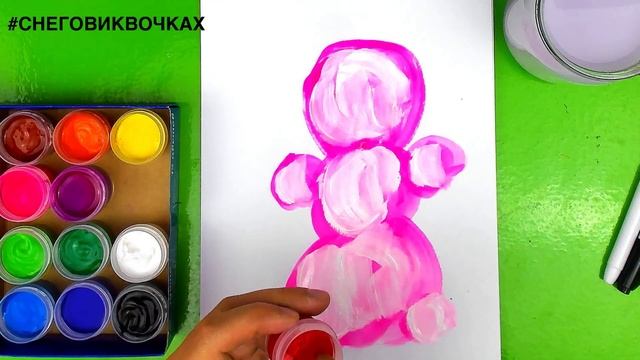 Снеговик ГУАШЬ рисуем на Новый год Краски для детей смотреть онлайн
