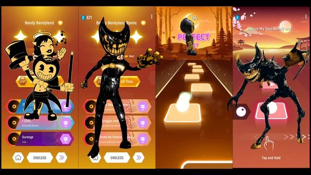 Bendyland (Bendy & Alice Vs Bendy 2,0 Vs Tiny Bendy Vs Bendy Monster) + Lyric | Tiles Hop: EDM Rush