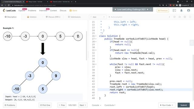 LeetCode 109 | Convert Sorted List to Binary Search Tree | Recursion | Java смотреть онлайн