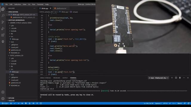 SD Card File Read Write using ESP32 Standard Arduino Library смотреть онлайн